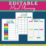 Weekly EDITABLE Meal Planning Planner Printables Meal