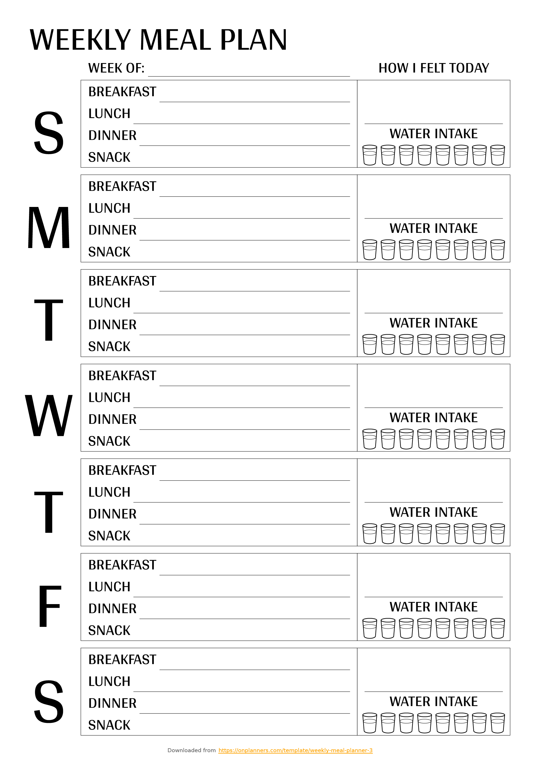 Weekly Meal Plan Template With Images Weekly Meal Plan 