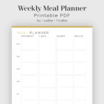 Weekly Meal Planner Fillable Printable PDF Meal