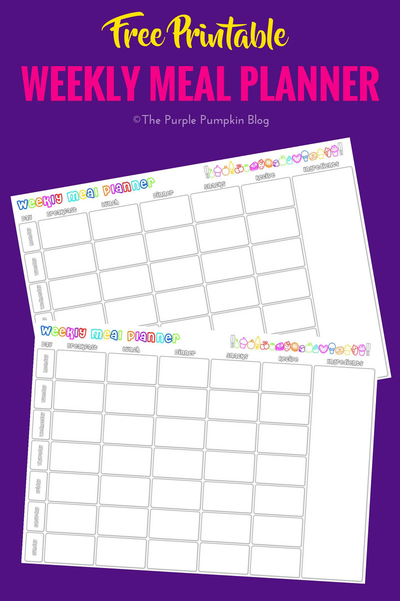 Weekly Meal Planner Free Printable