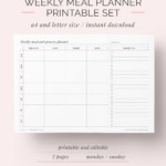 Weekly Meal Planner Printable Shopping Grocery Food List