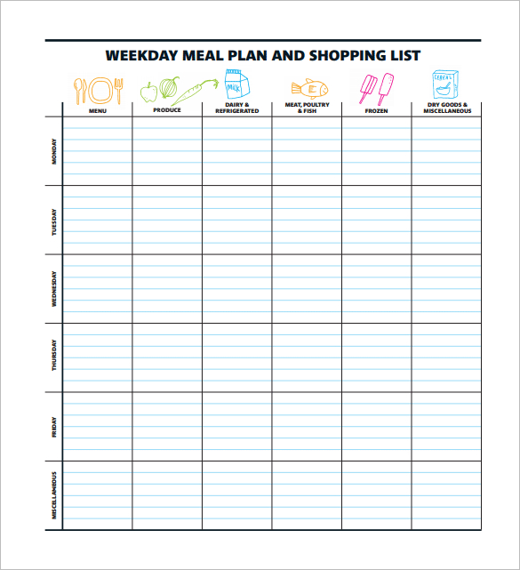 Weight Watchers Menu Planner Template Shatterlion info