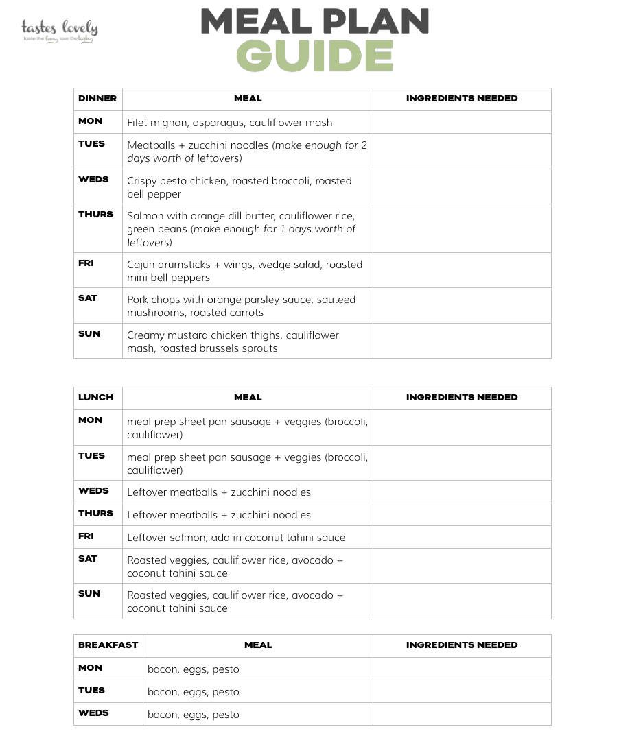 Whole30 Keto Weekly Meal Plan September Week 3 Tastes 