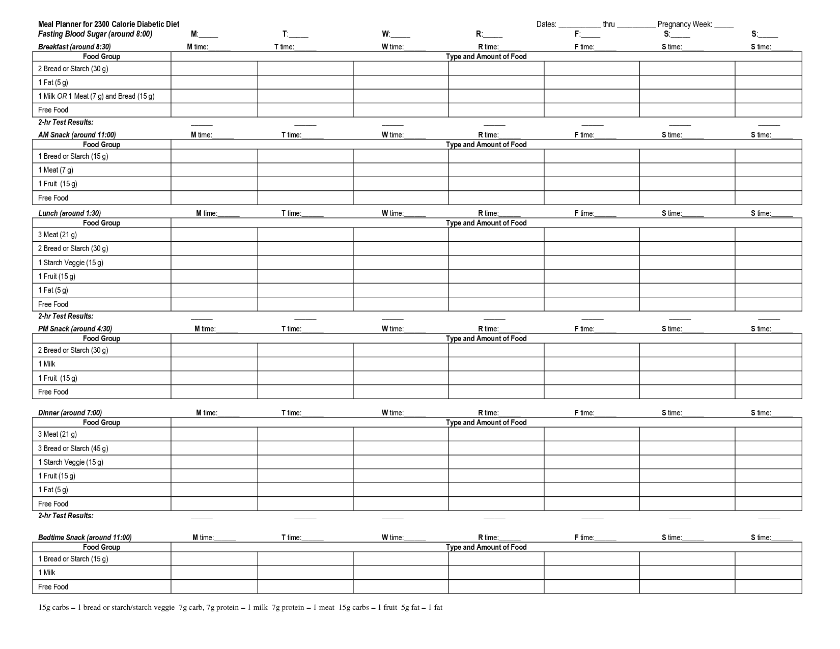 6 Best Free Printable Meal Planner Calorie Charts 