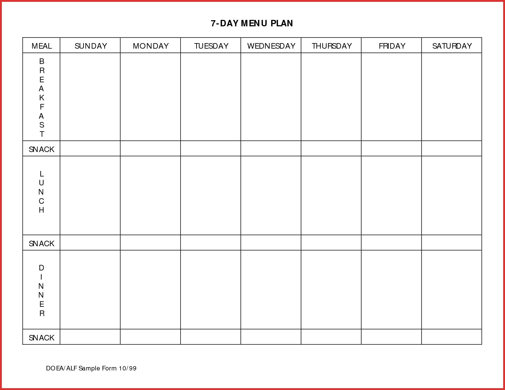 7 Day Weekly Planner Template Printable Calendar 