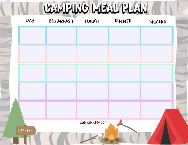 Best Camping Food For Kids And Printable Camping Meal Plan 