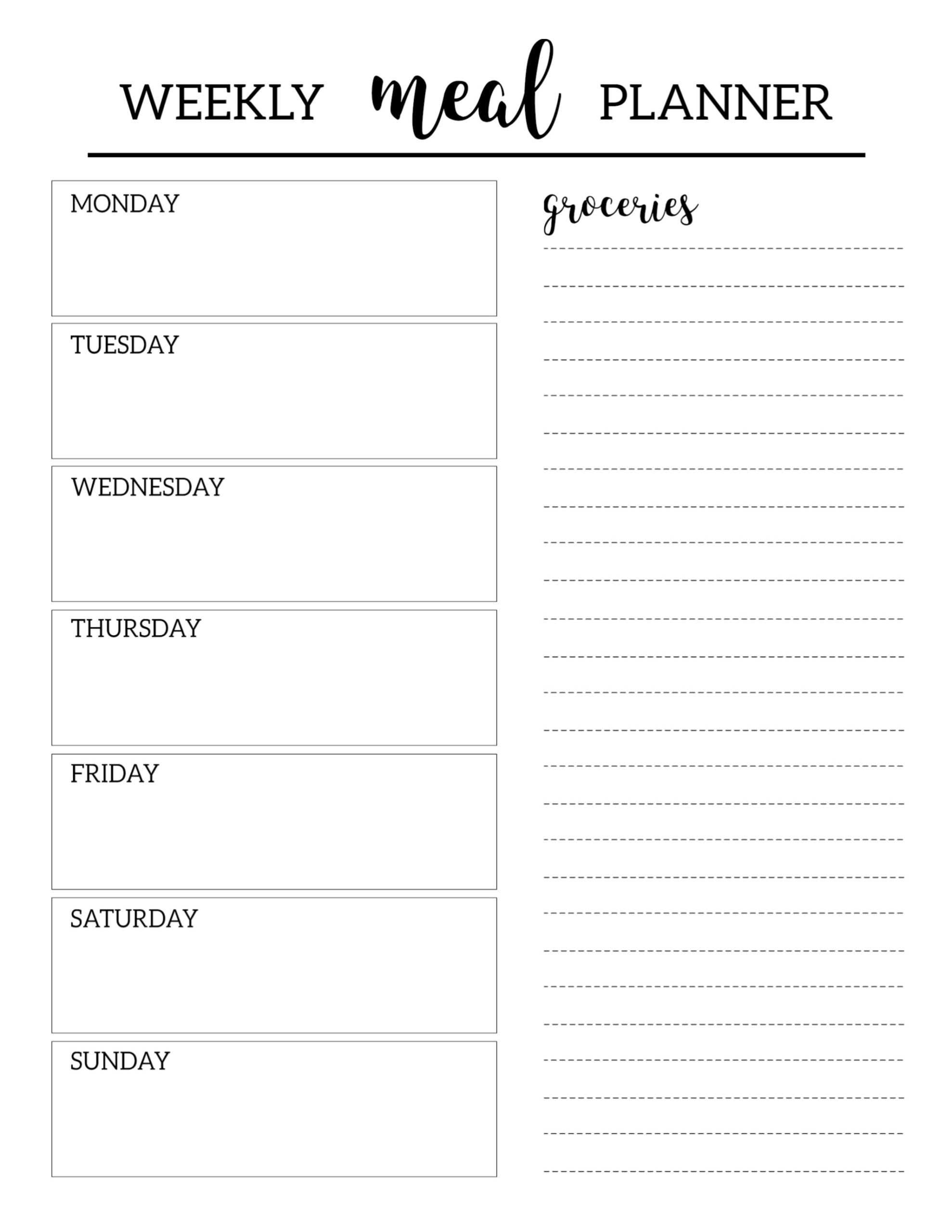 Free Printable Meal Planner Template Paper Trail Design