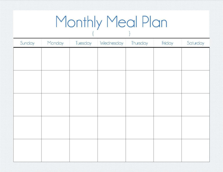 Monthly Meal Plan Monthly Meal Planner Printable Meal