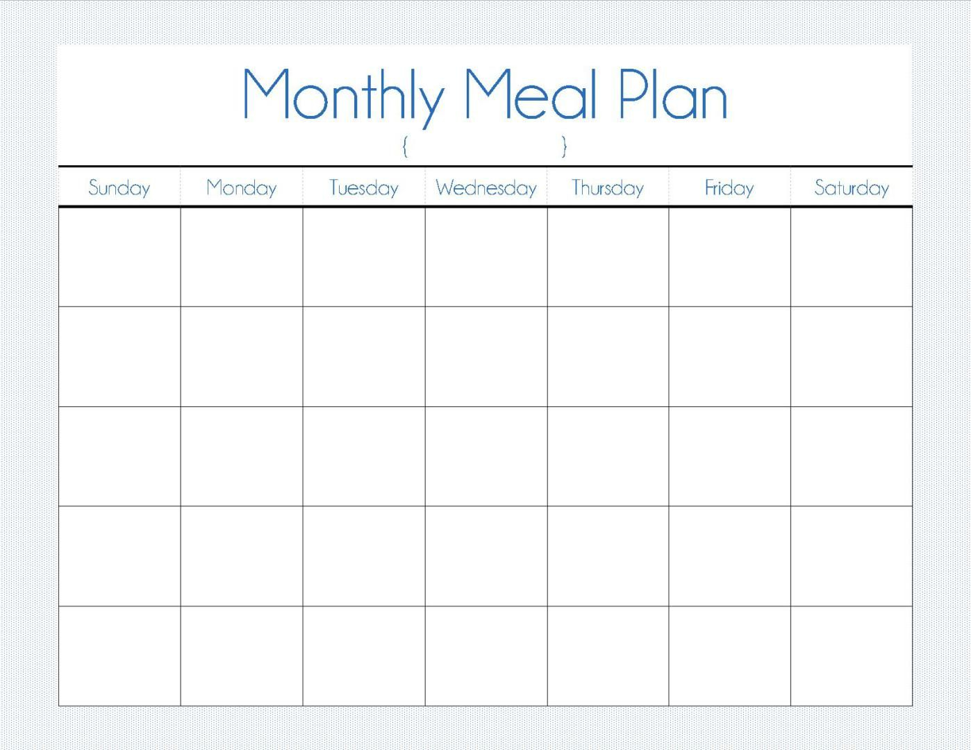 Monthly Meal Plan Monthly Meal Planner Printable Meal 