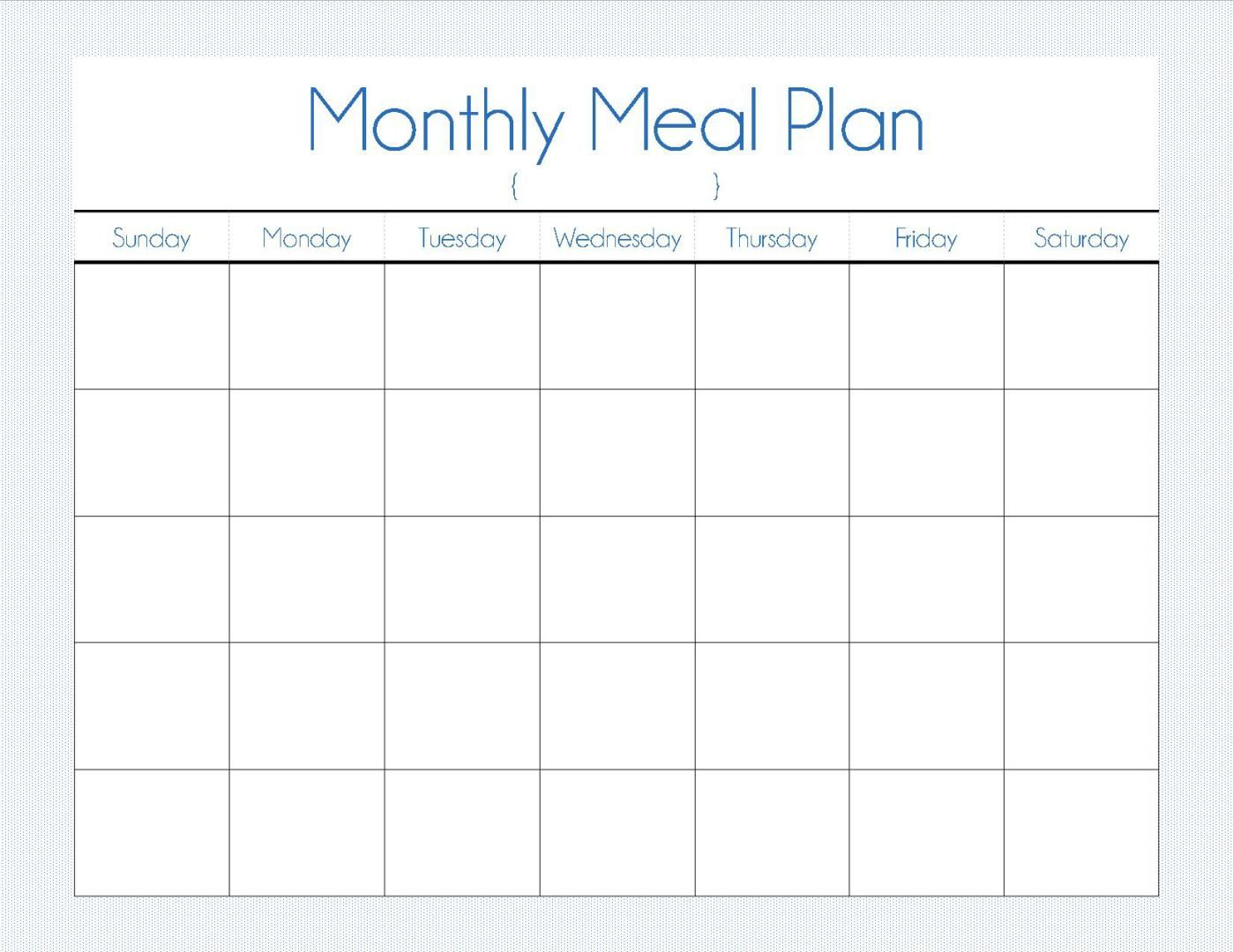 Monthly Meal Plan Monthly Meal Planner Printable Meal