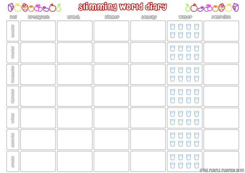 Slimming World Meal Diary Food Diary Printable Meal 