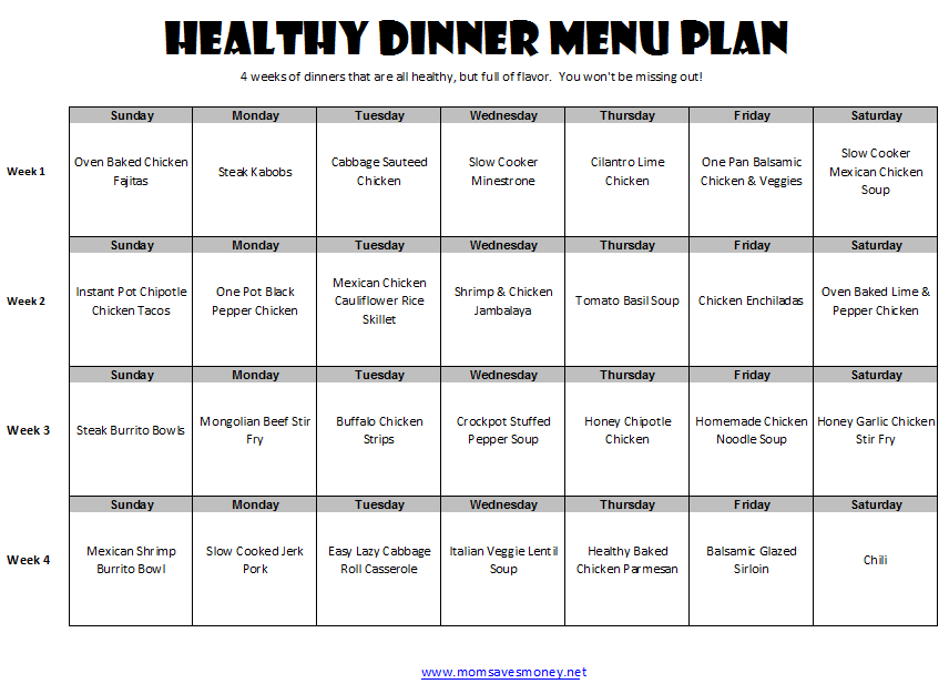 Want To Eat Healthy This 4 Week Menu Plan Is For You 