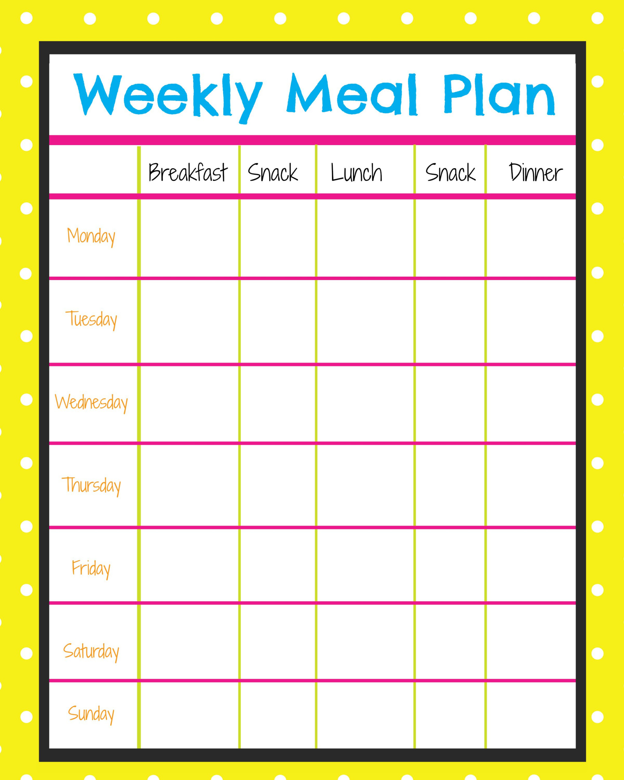 Printable Weekly Menu Planner - PrintableDietPlan.com