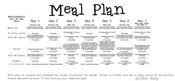 Weekly YOLI Meal Plan Meal Planning