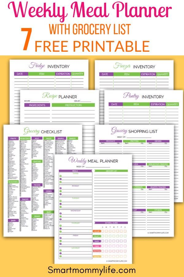 2020 Free Printable Weekly Meal Planner With Grocery List 