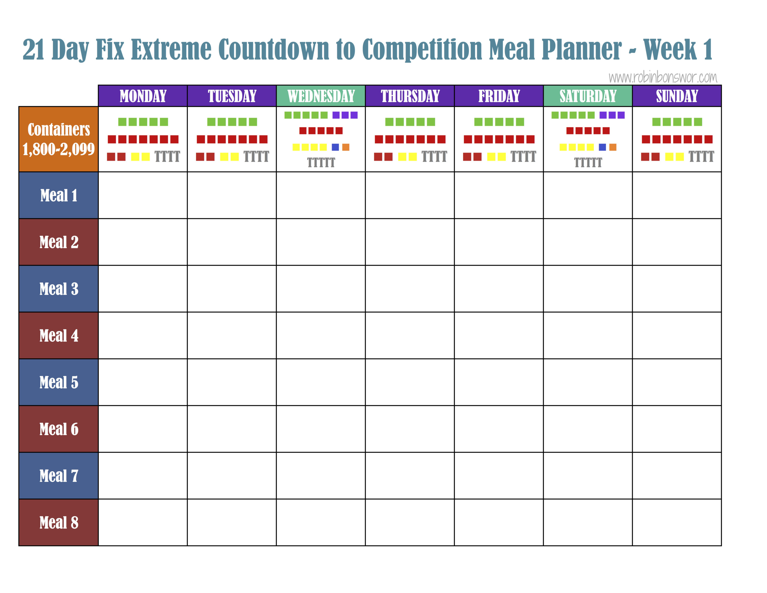 Meal Plan Printable Chart | PrintableDietPlan.com