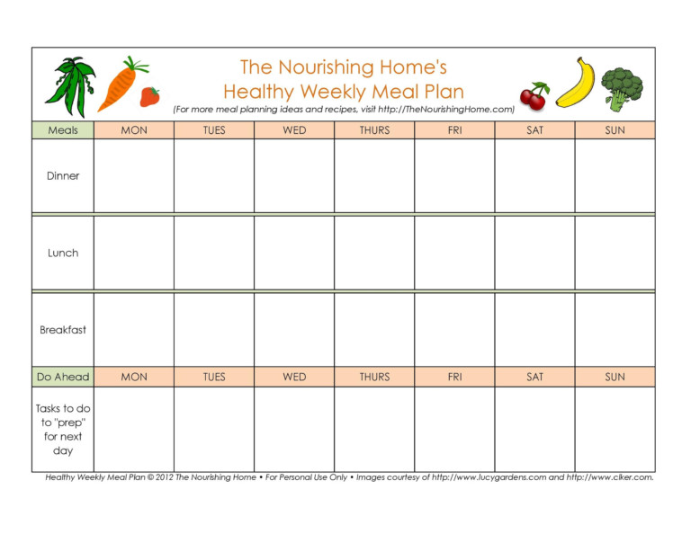 40 Weekly Meal Planning Templates Template Lab