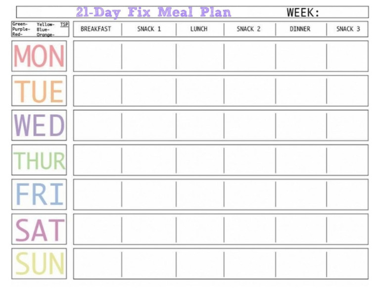 7 Day Meal Planner Template Calendar Inspiration Design