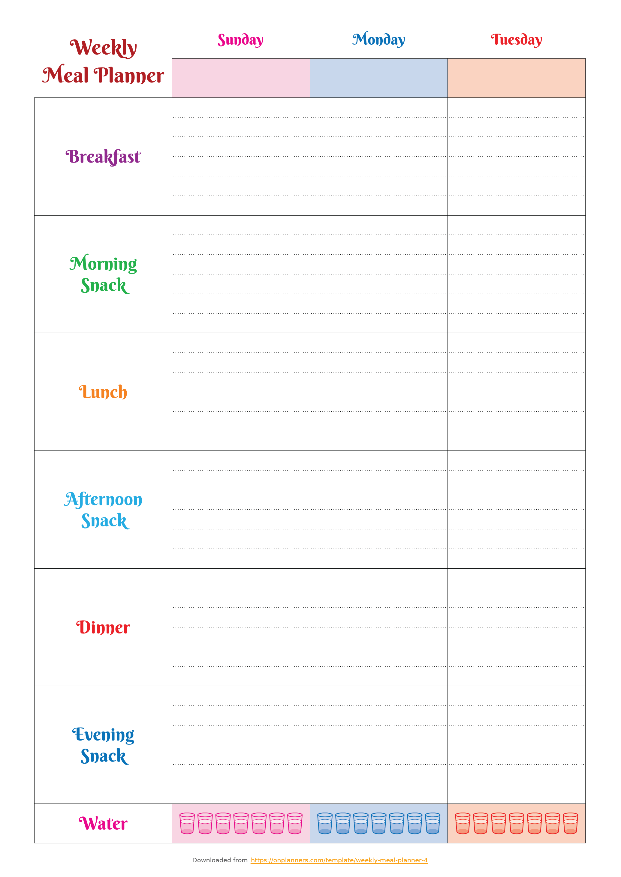 Colourful Meal Planner In 2020 Meal Planner Meal 