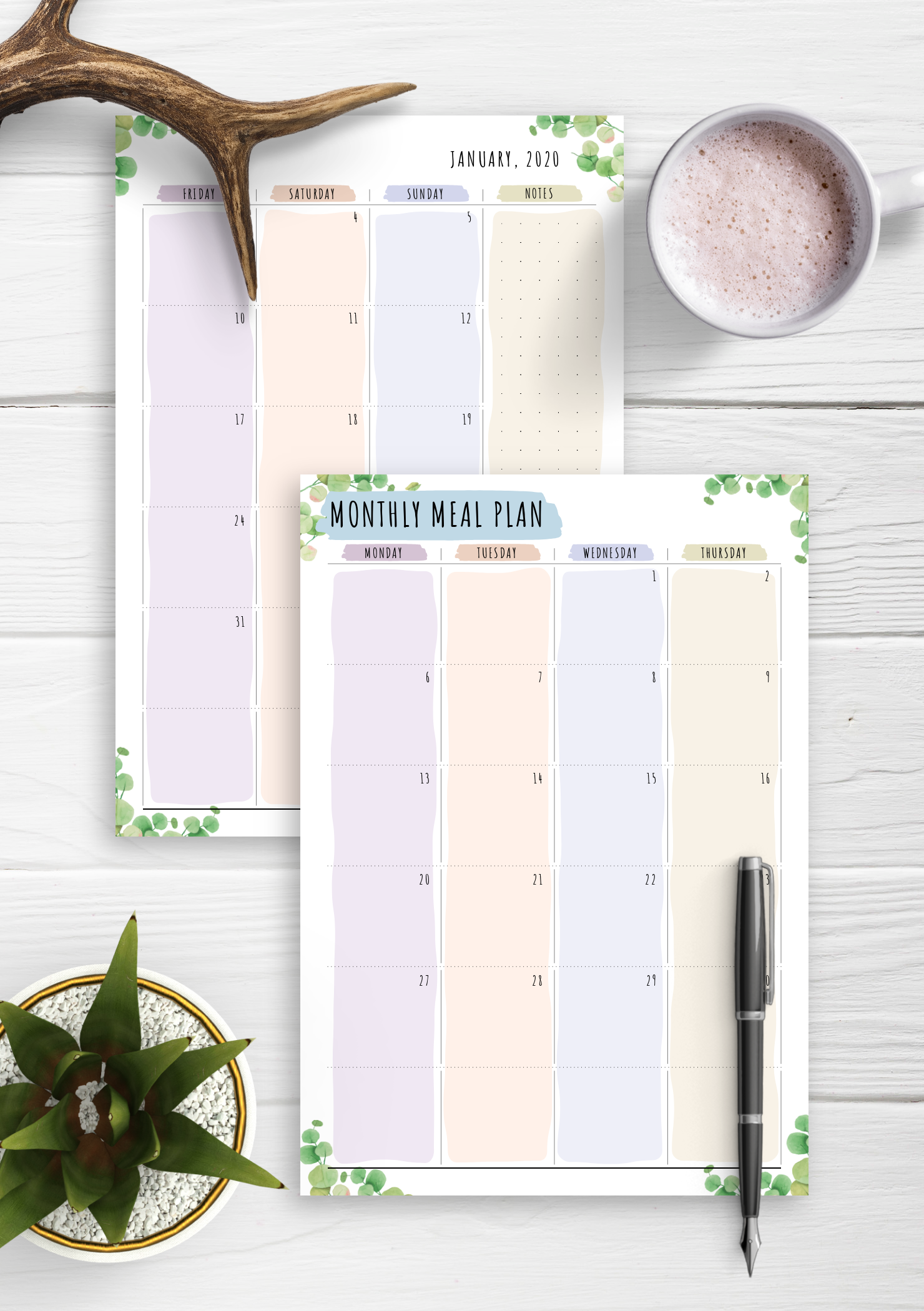 Download Printable Monthly Meal Plan Floral Style PDF