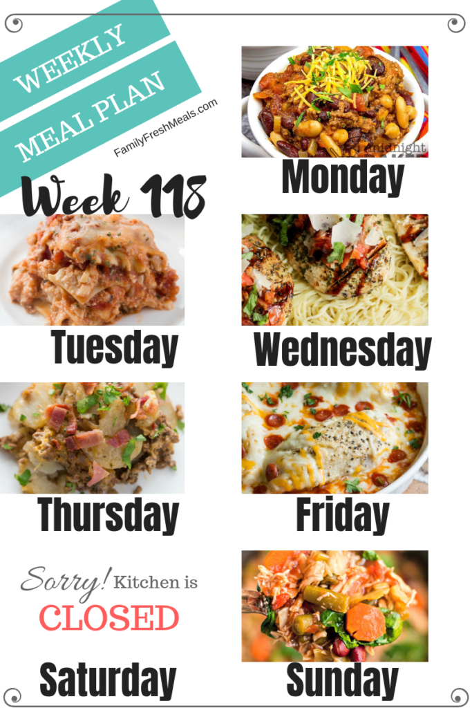 Easy Weekly Meal Plan Week 118 Easy Weekly Meals Dinner