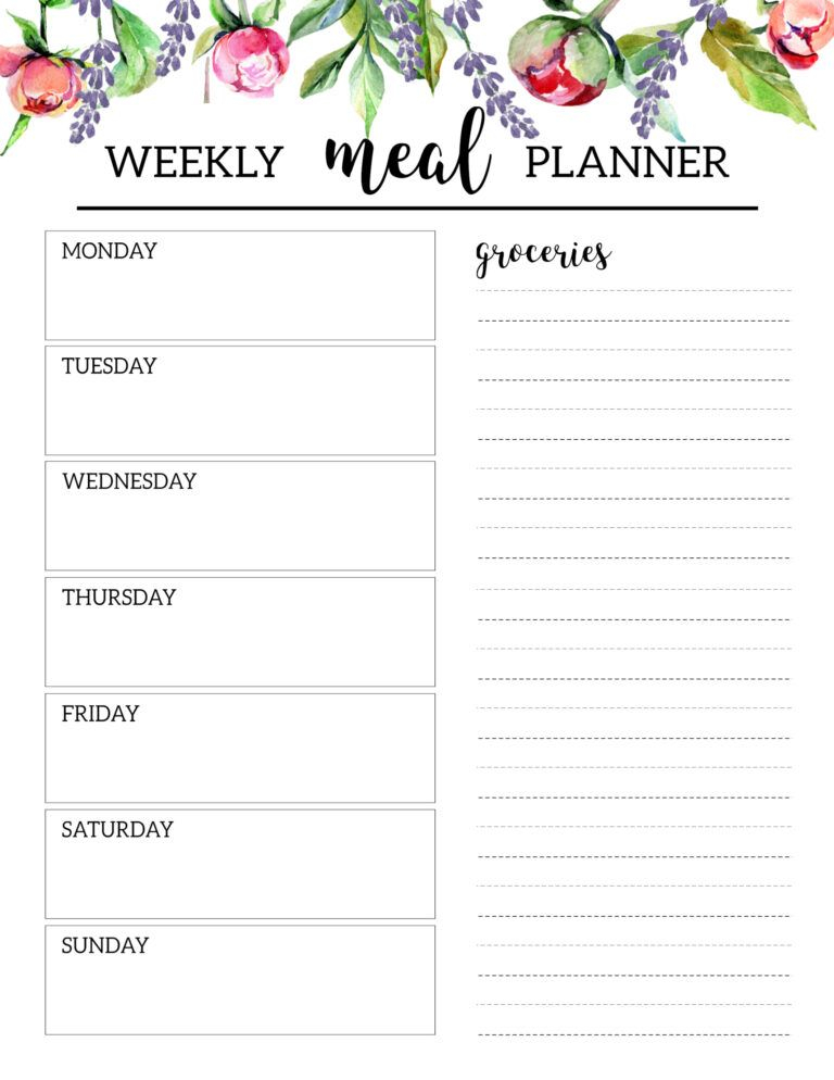 Floral Free Printable Meal Planner Template Paper Trail 