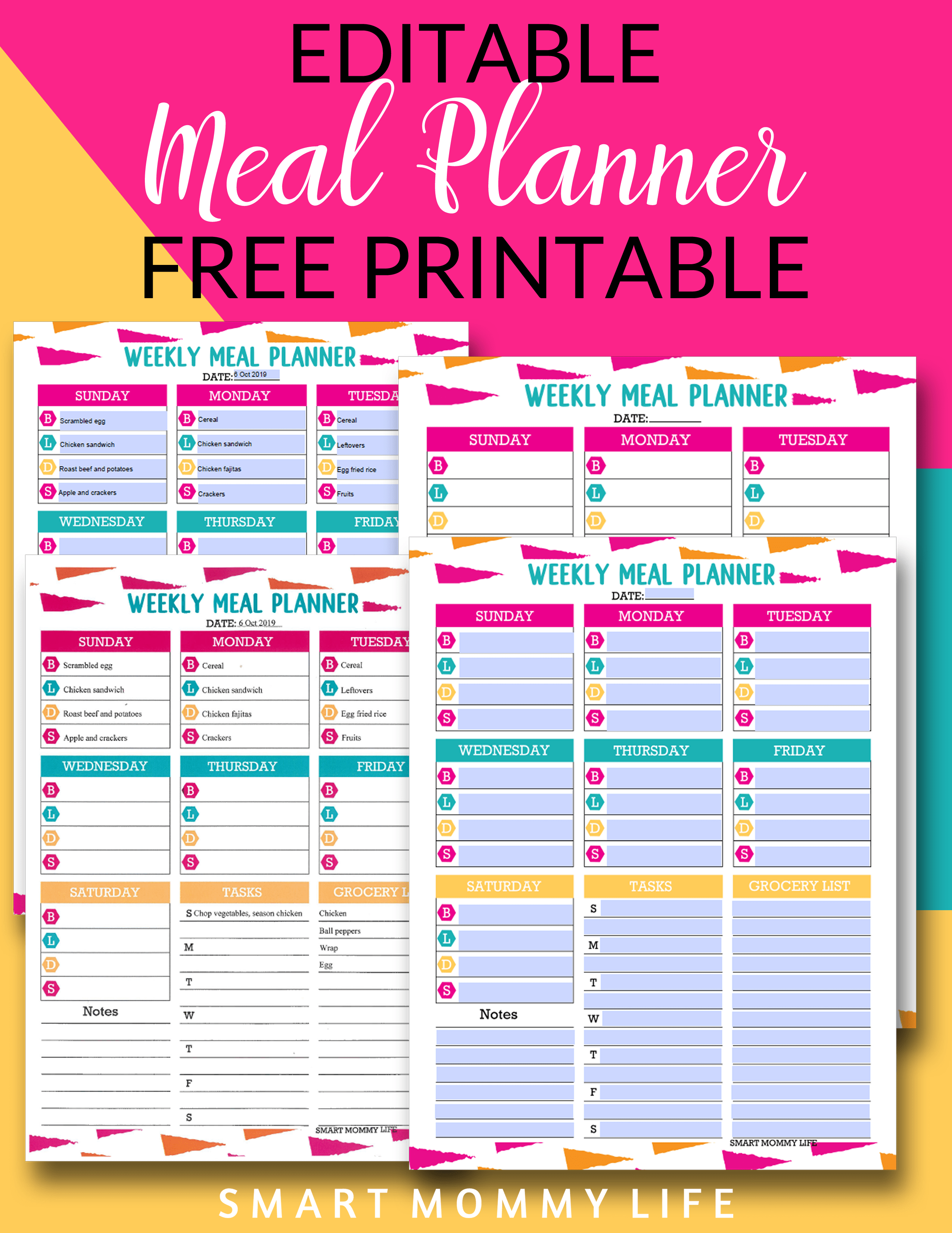 Free Editable Printable Meal Planner Template For Easy 