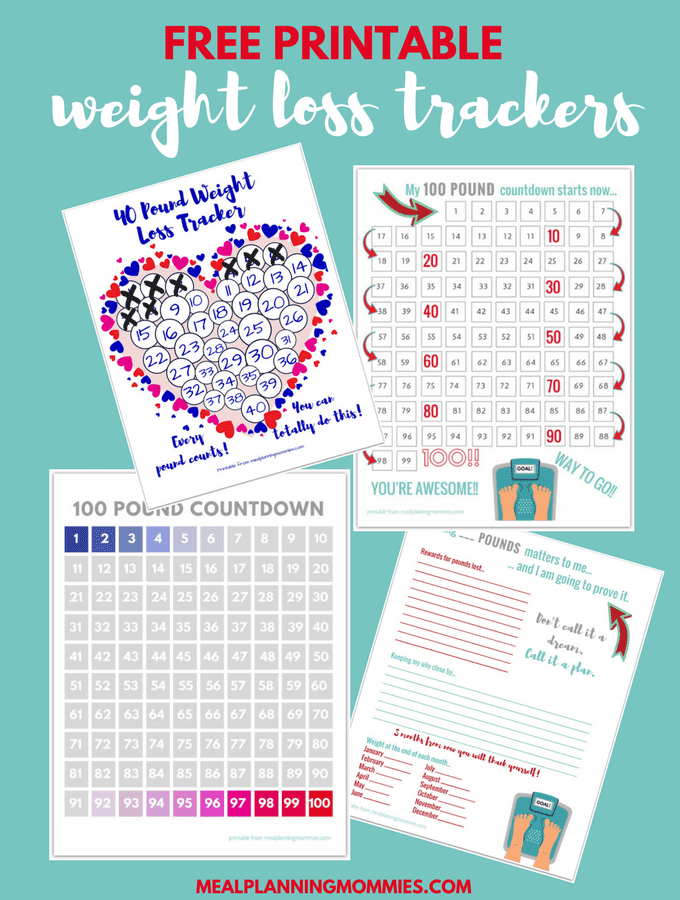 Free Printable 20 100 Pound Weight Loss Trackers Meal 