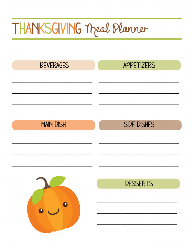 Free Printable Fall Thanksgiving Meal Planner Family 