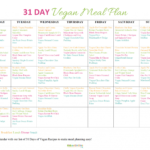 Free Printable Vegan Meal Plan Calendar