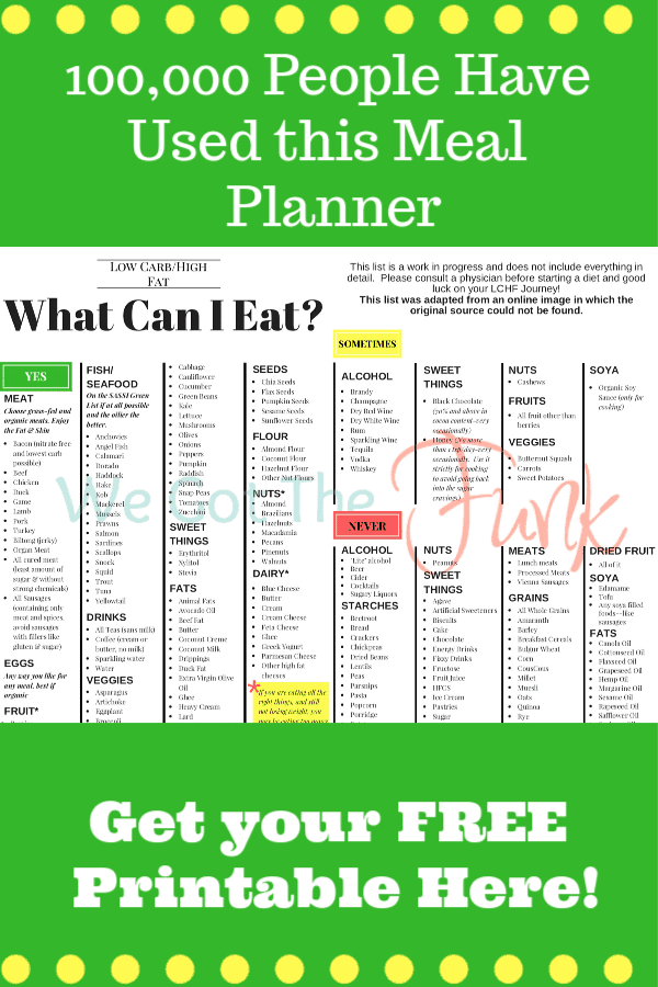 Low Carb Meal Plan With PRINTABLE We Got The Funk