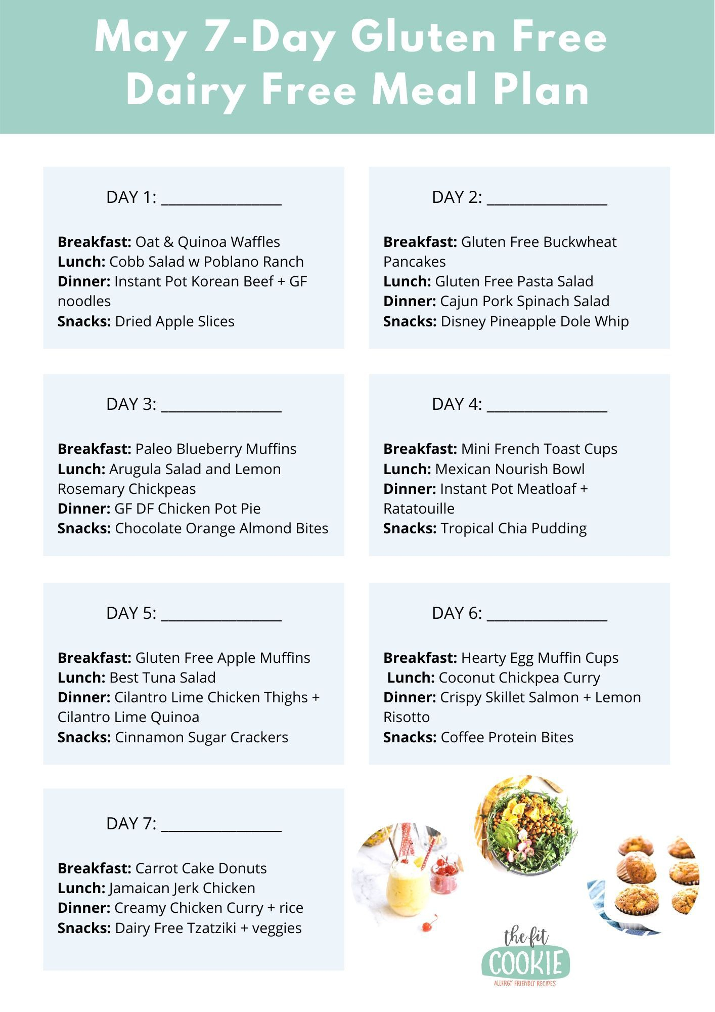 May 7 Day Gluten Free Dairy Free Meal Plan The Fit Cookie