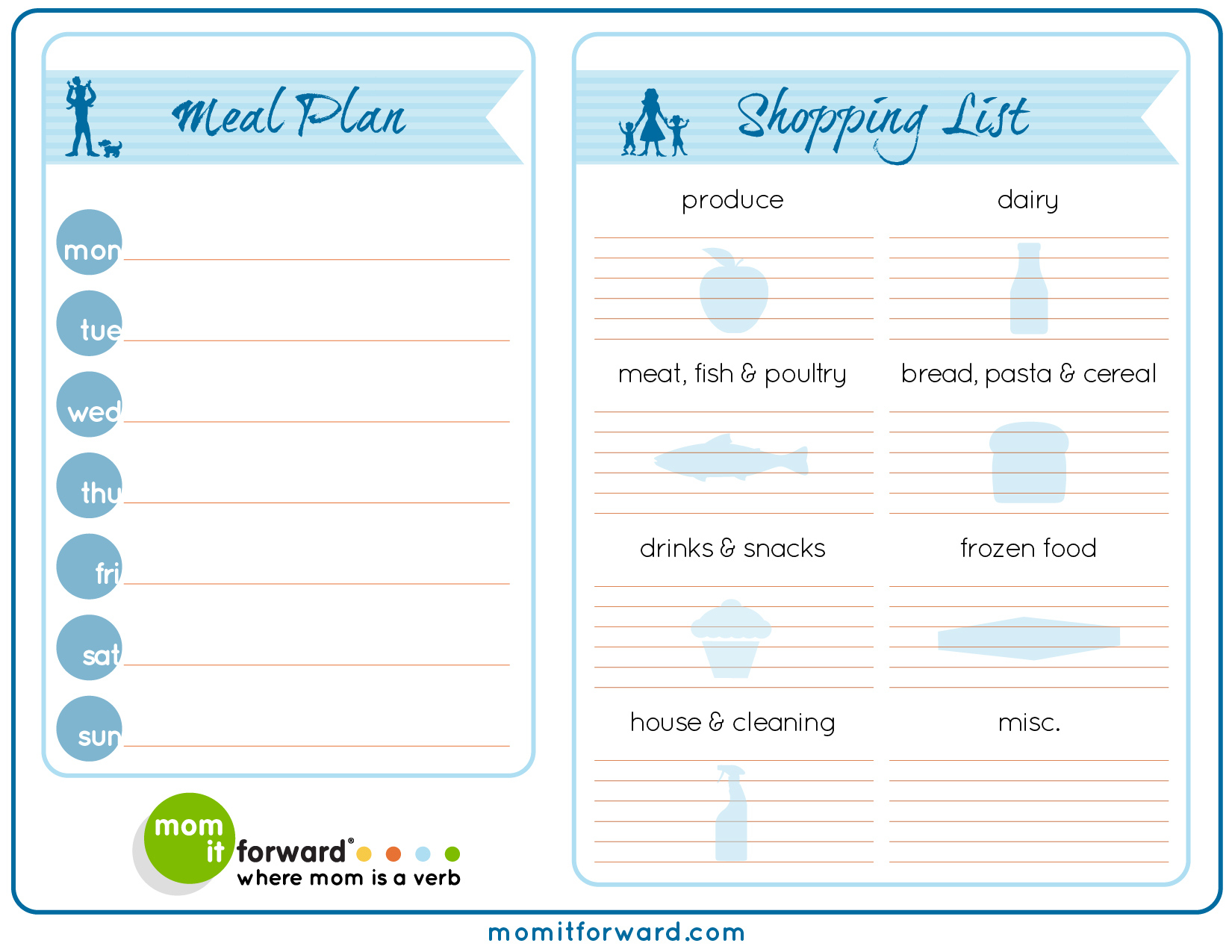 Meal Plan Worksheet Printable Mom It ForwardMom It Forward