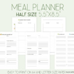 Meal Planner Printable Weekly Meal Plan Half Size Planner