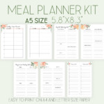 Menu Planner A5 Planner Inserts Weekly Meal Plan Printable