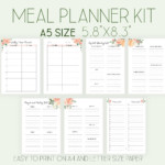 Menu Planner A5 Planner Inserts Weekly Meal Plan Printable