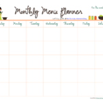 Monthly Meal Menu Planner Pdf Format Template 0a