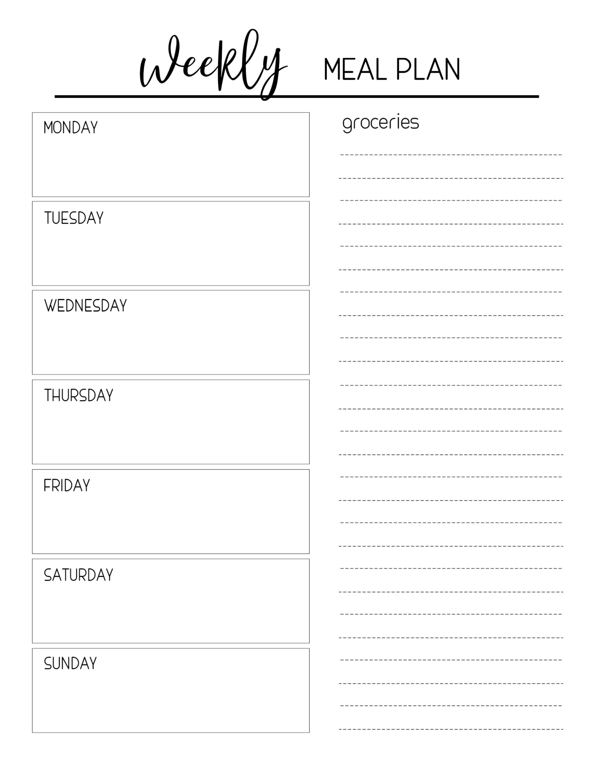 Printable Meal Planning Template Paper Trail Design