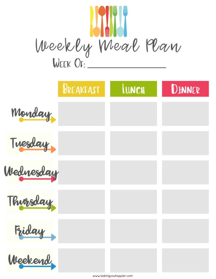 Printable Weekly Meal Planner Grocery List Weekly Meal 