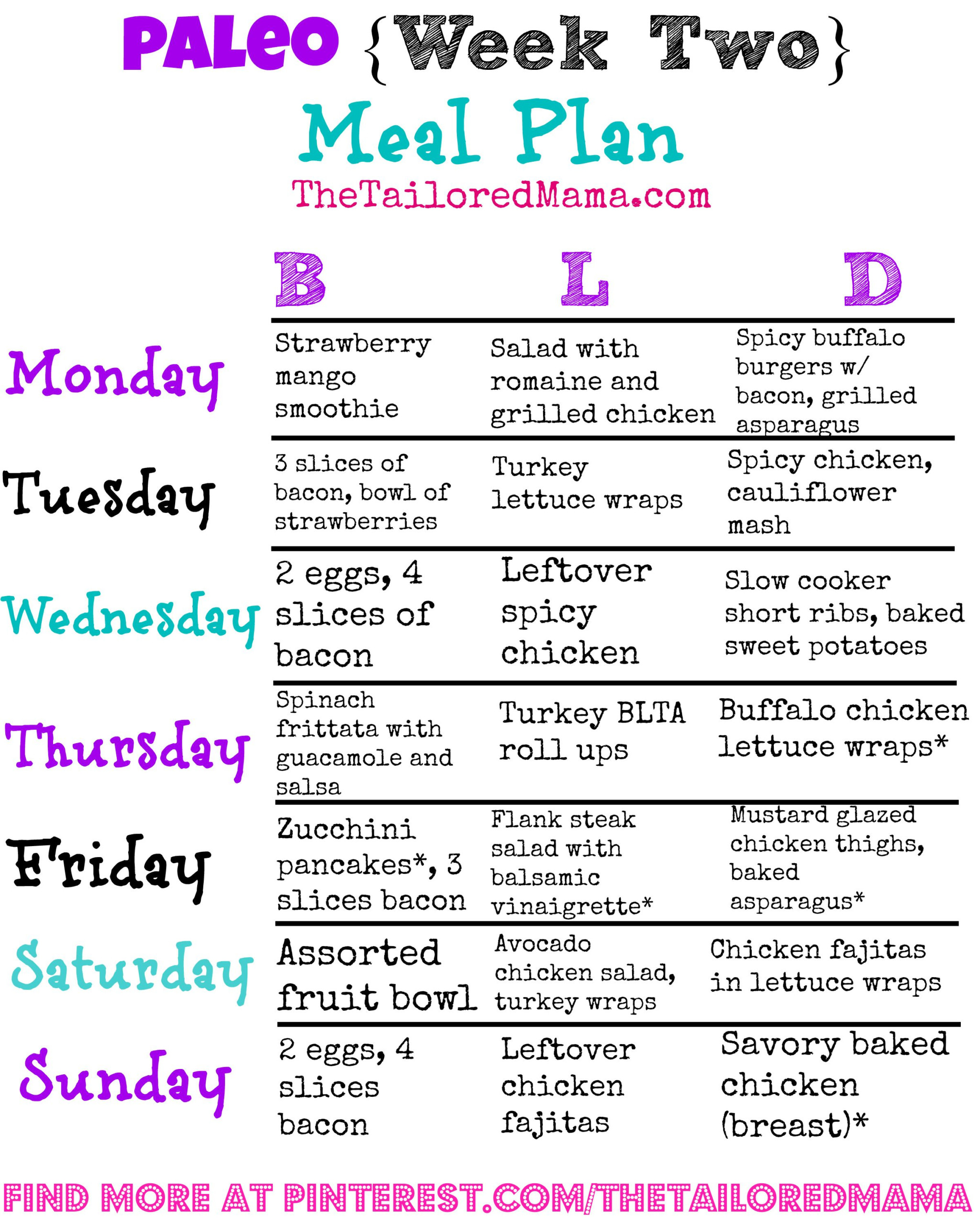 Thetailoredmama Paleo Meal Plan Health Meal Plan 