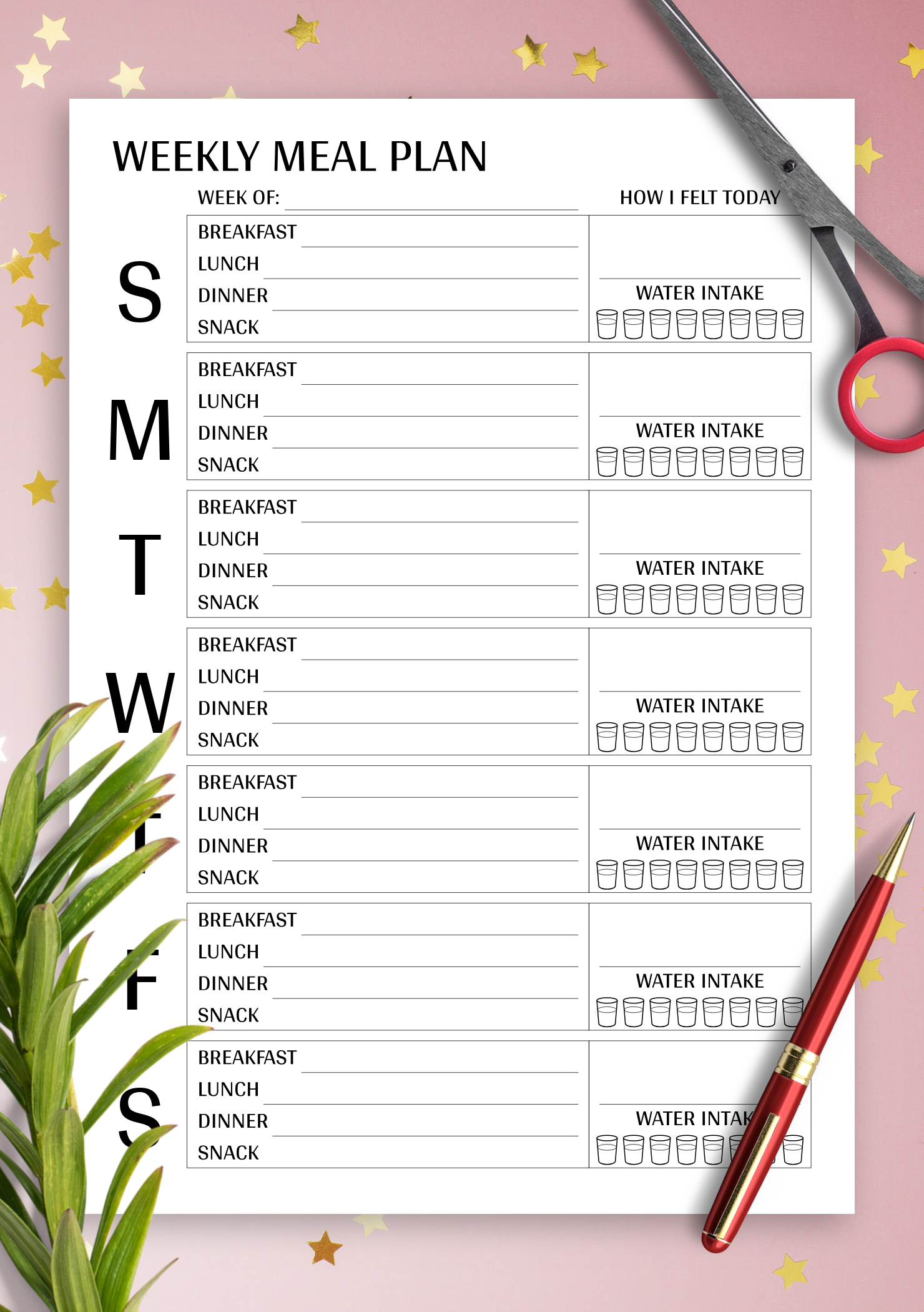 This Weekly Meal Planner Is Designed In Black And White 