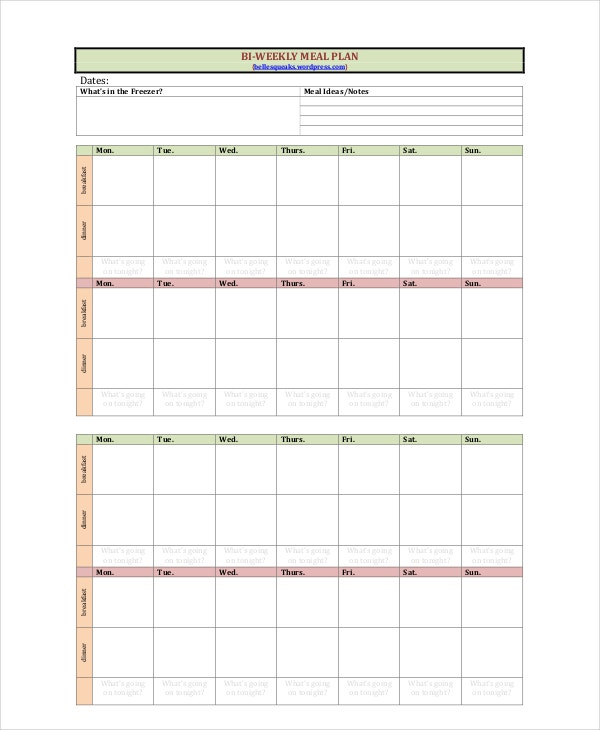 Weekly Meal Planner Template 9 Free PDF Word Documents 