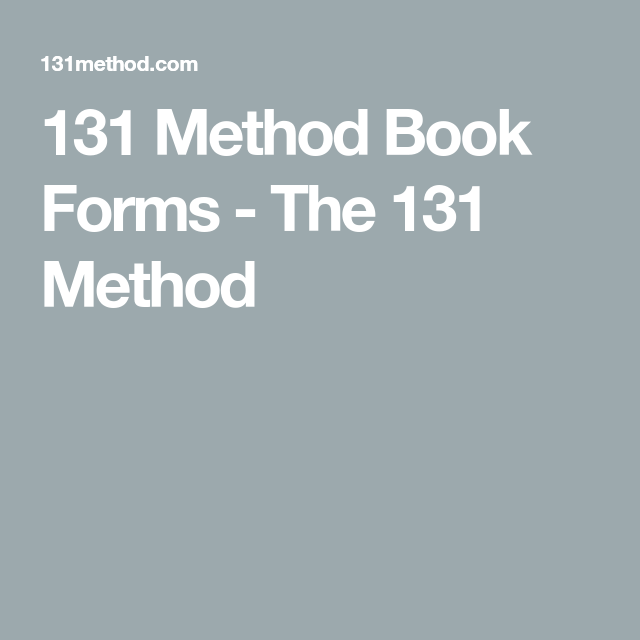 131 Method Book Forms The 131 Method Meal Planning 