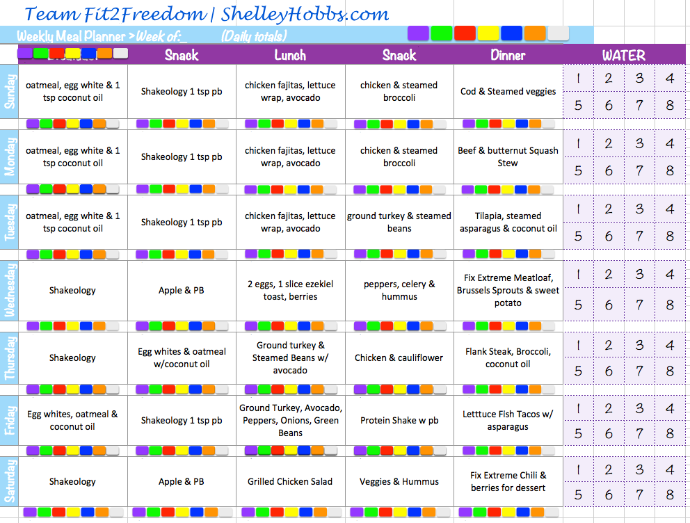 21 Day Fix Extreme Meal Plan Printable Download 21 Day