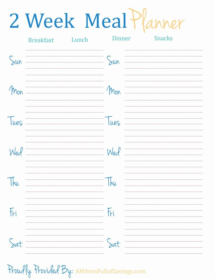  30 Two Week Meal Planner Template In 2020 Weekly Meal 