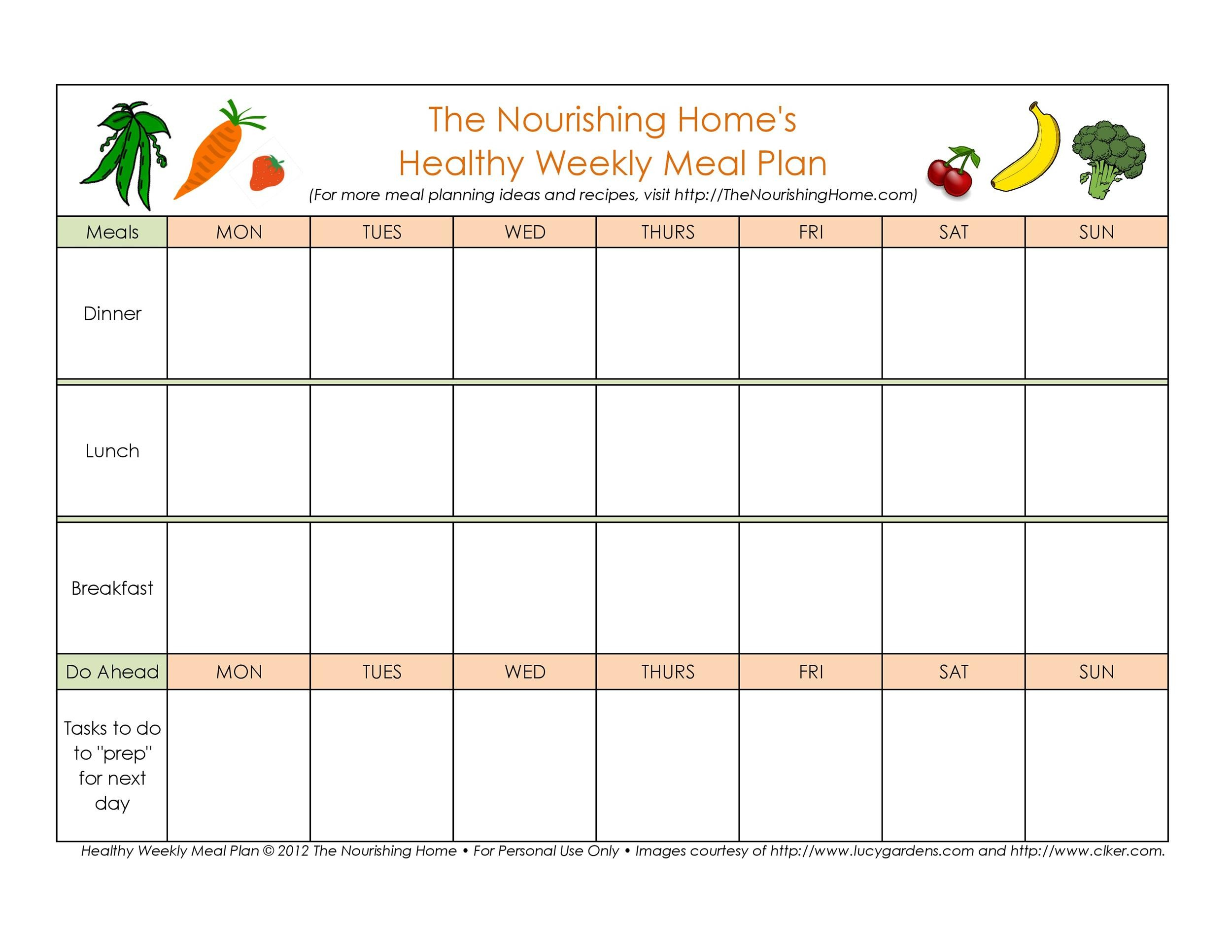 40 Weekly Meal Planning Templates Template Lab