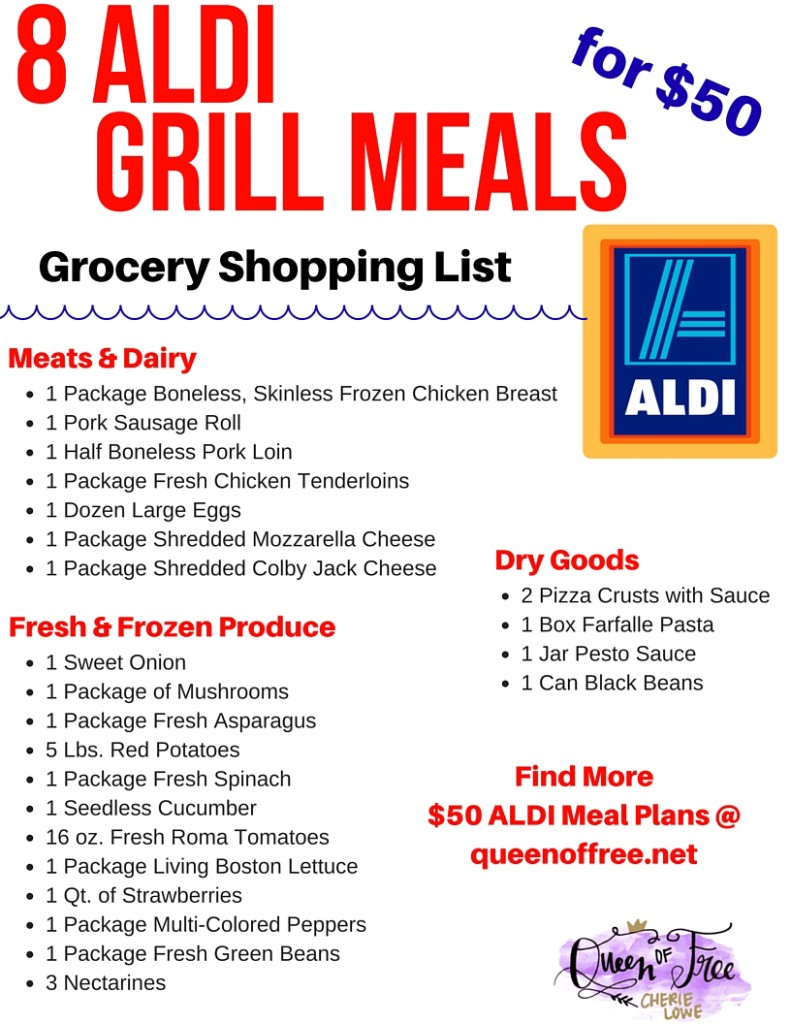 50 ALDI Meal Plan 8 Meals For Your Grill Queen Of Free