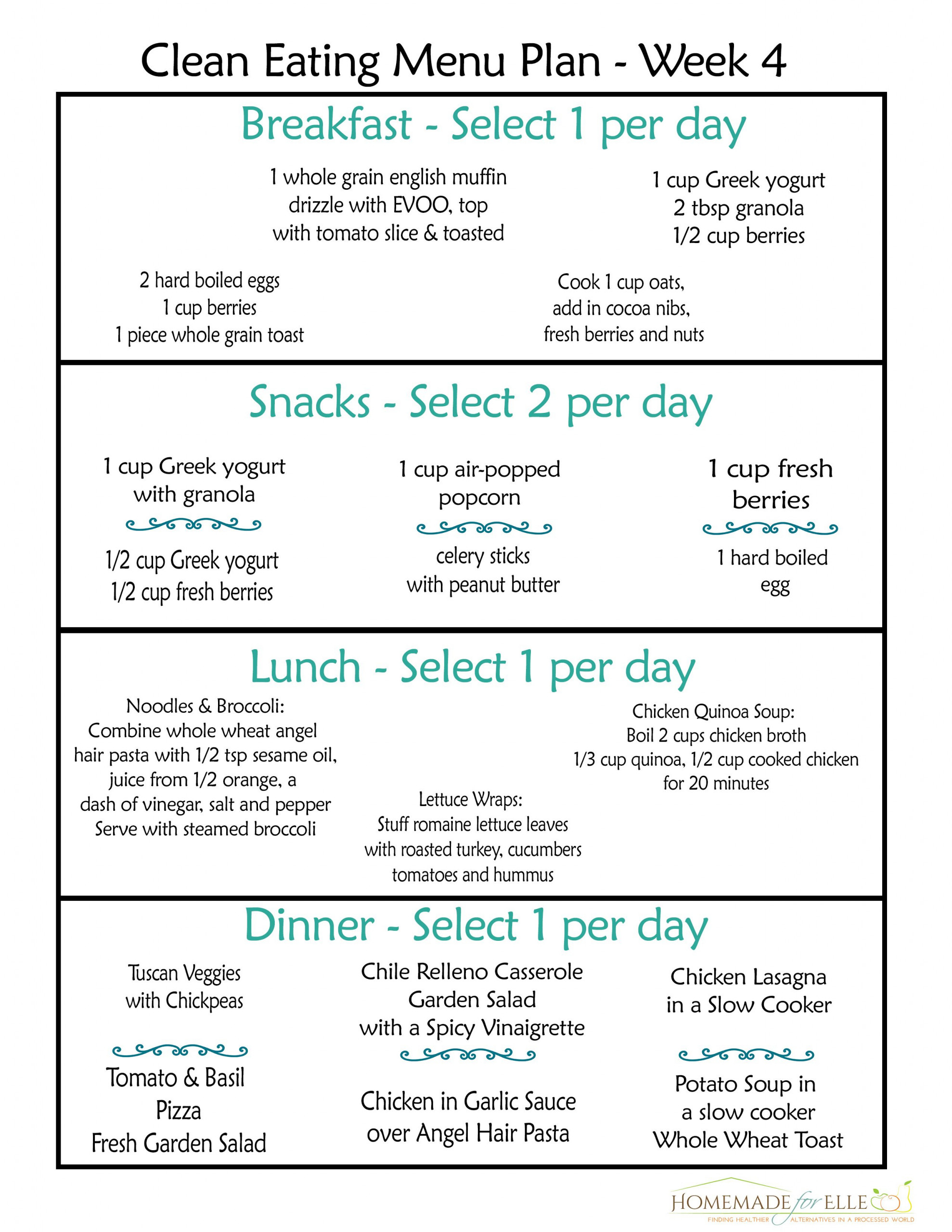 Clean Eating 7 Day Meal Plan Free Clean Eating Meal Plan 