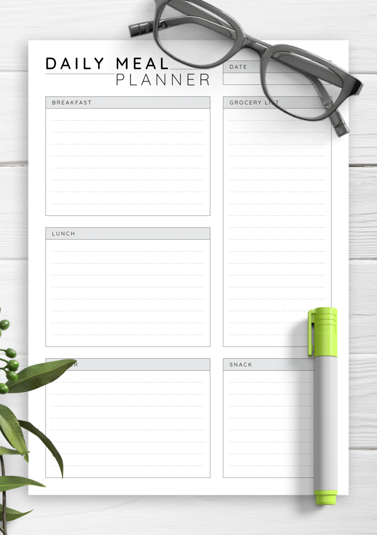 Download Printable Daily Meal Planner PDF In 2020 Meal