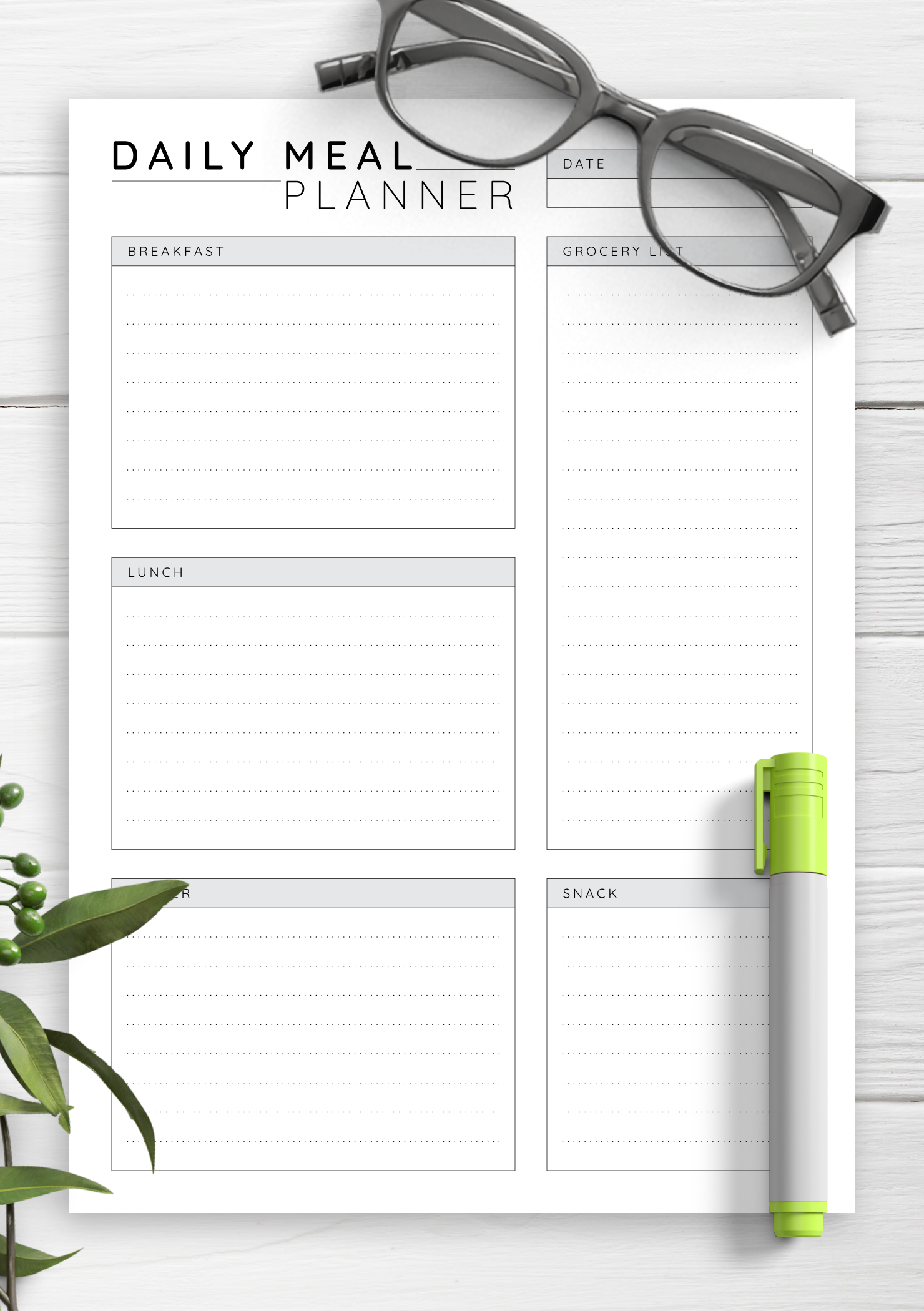 Download Printable Daily Meal Planner PDF In 2020 Meal 